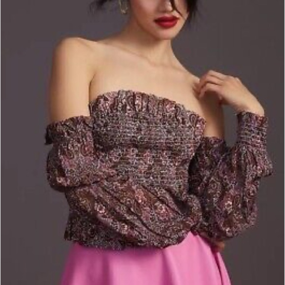 Anthropologie Floral Off-Shoulder Top